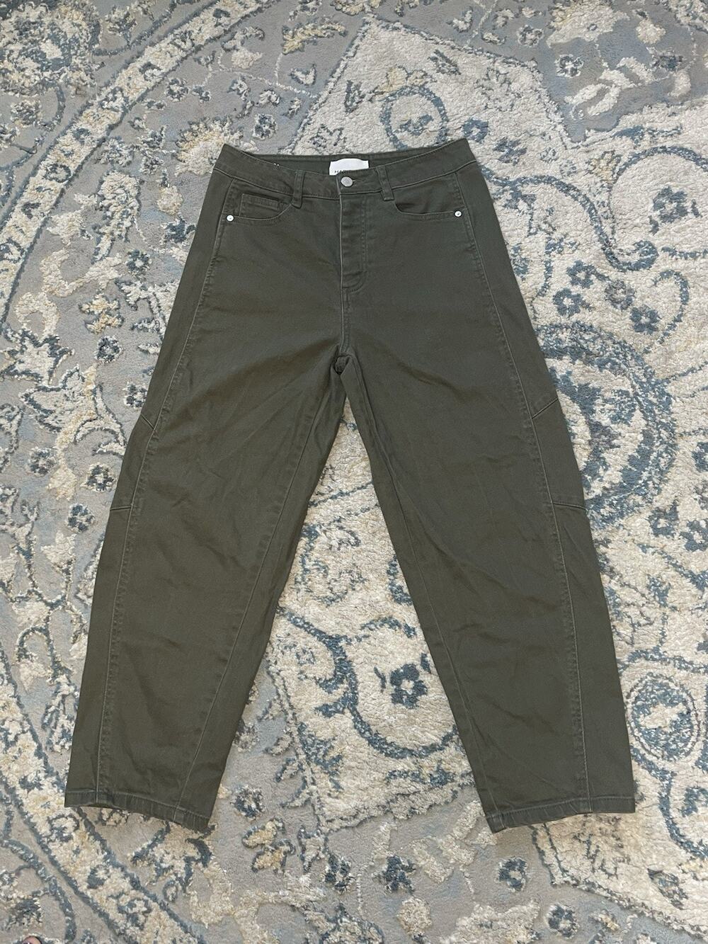 Habitual Evie Pants Womens 4/27 Olive Green High Rise Barrel Utility Ankle